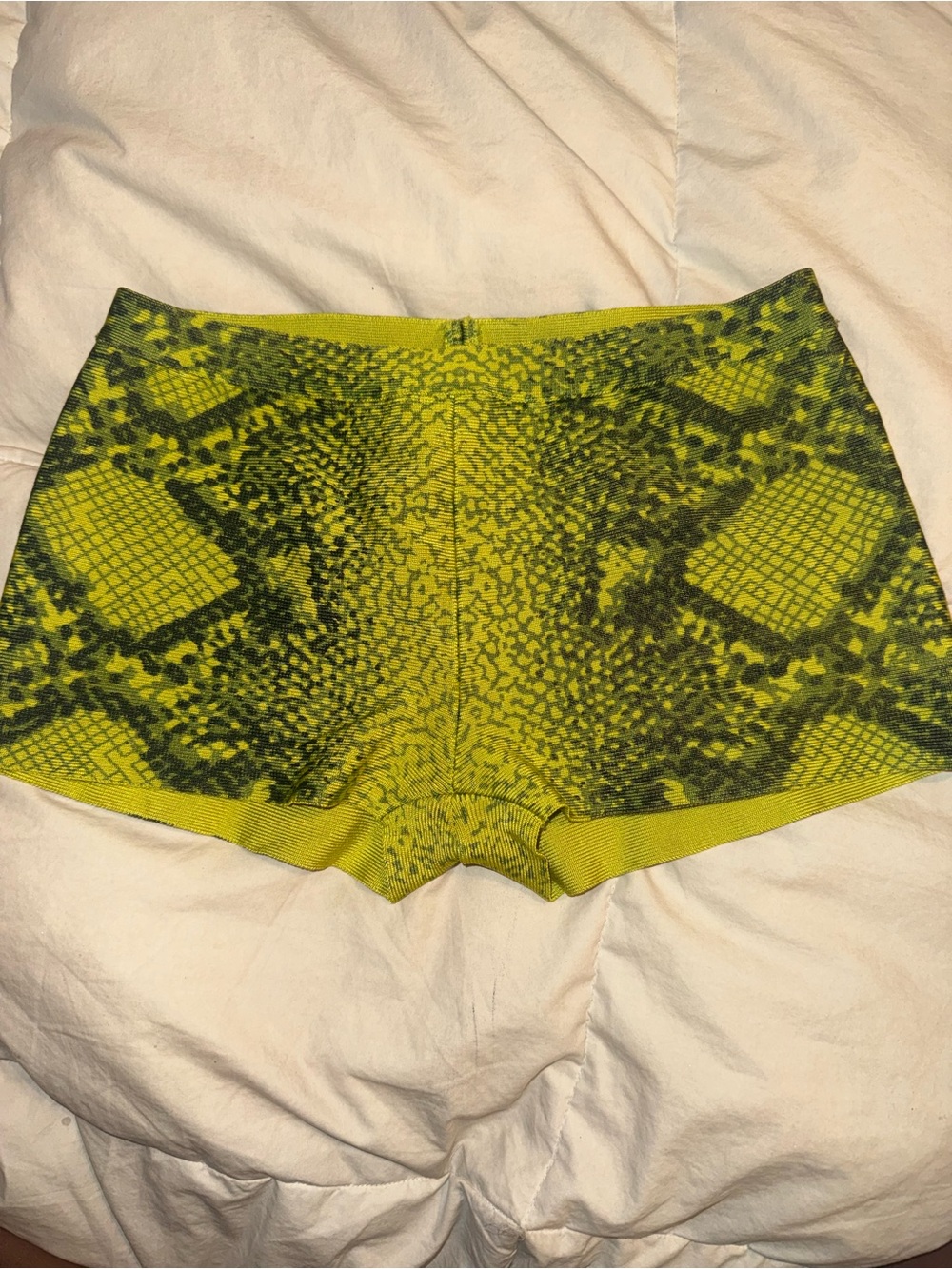 BCBGMaxAzria Neon Green Snake-Print Bike Shorts